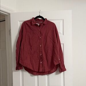 Hurley Women's Red Button Down Shirt